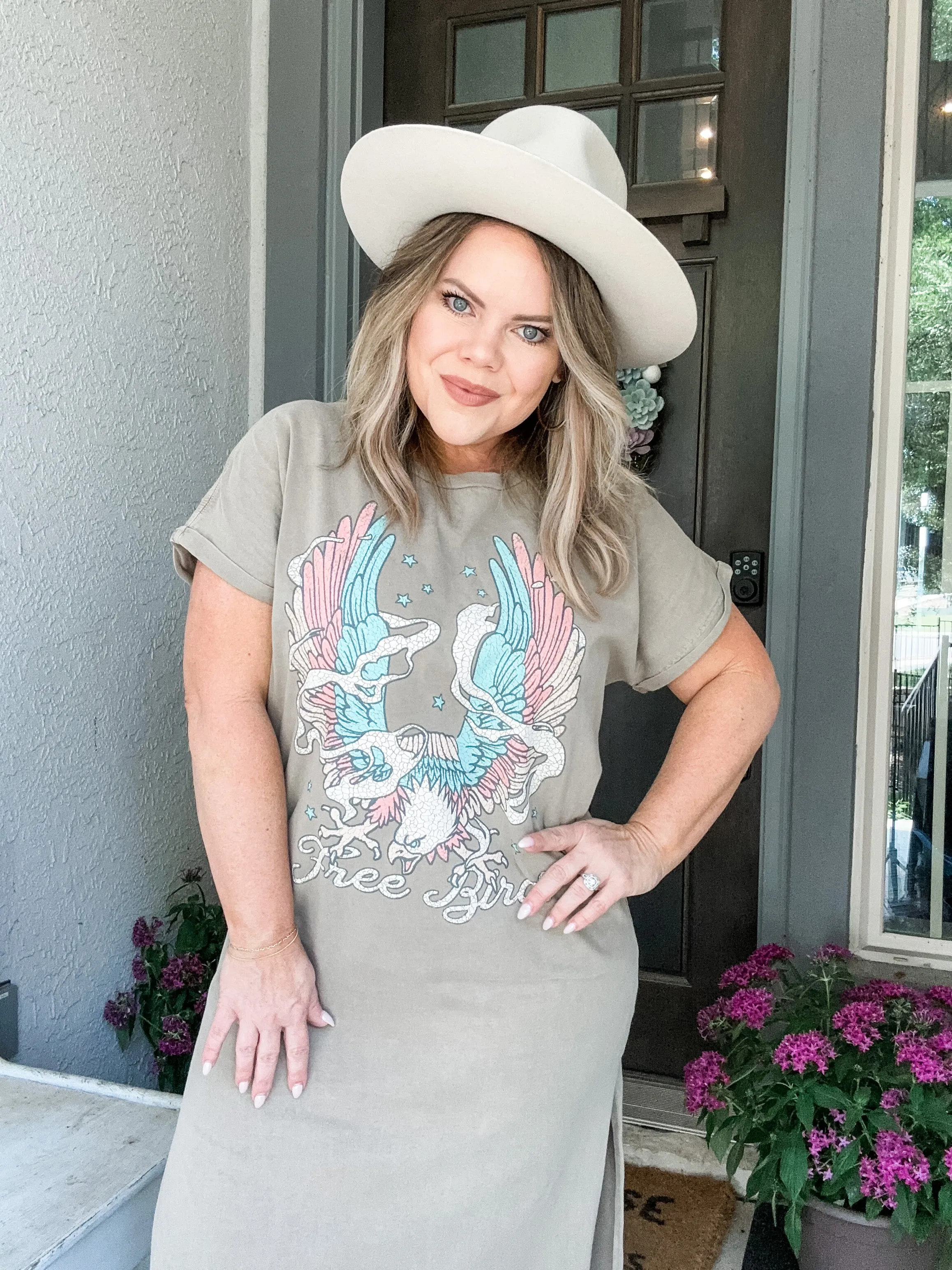 NEW Tan Free Bird Vintage Tee Dress