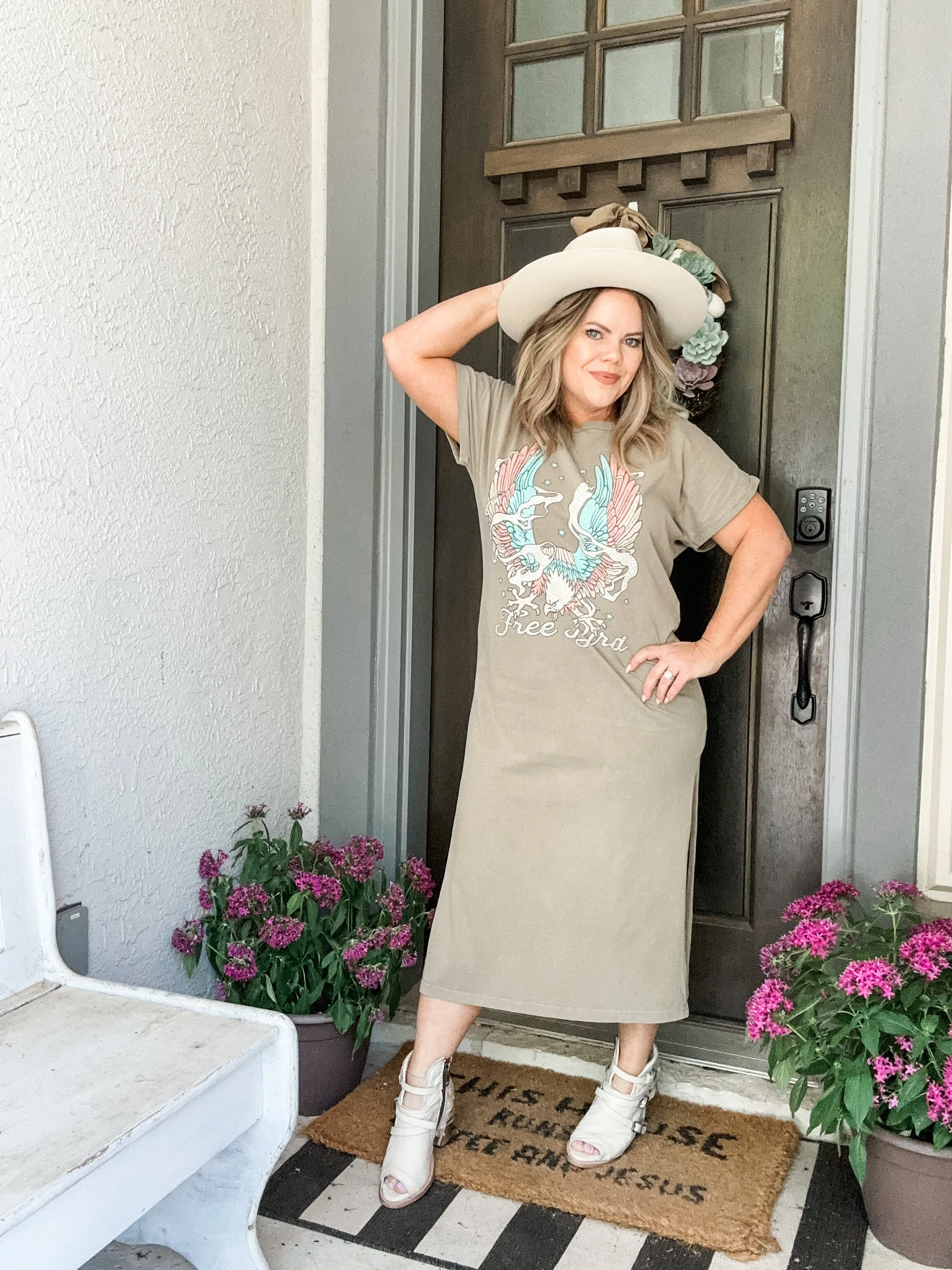 NEW Tan Free Bird Vintage Tee Dress