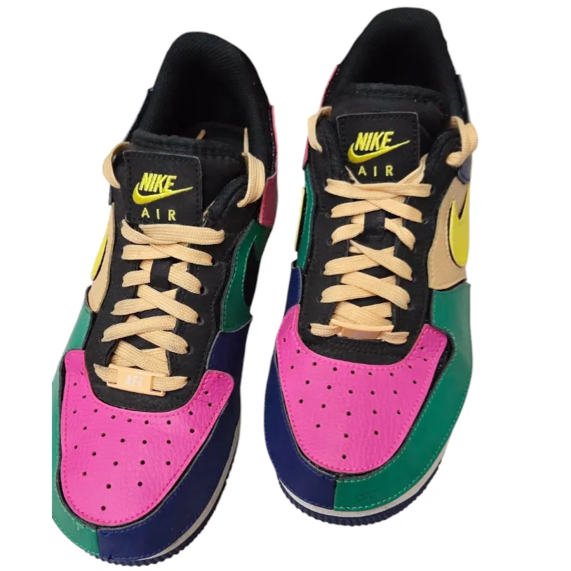 Nike Air Force 1/1 'Black Multi-Color' Patch Sneakers  Sz [M/6 & W/7.5] #DB2576-001
