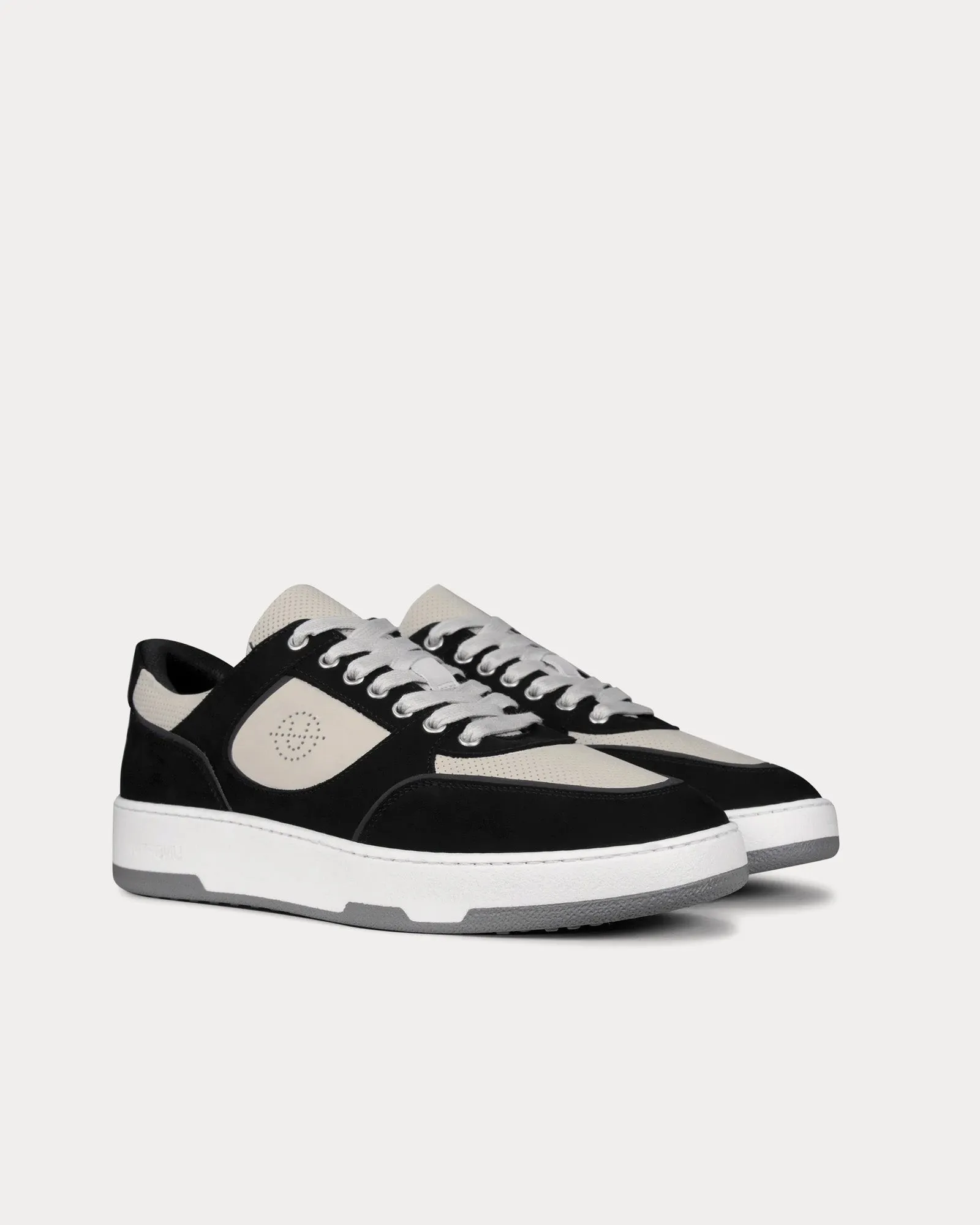 Noirmont Leather & Suede Black Low Top Sneakers