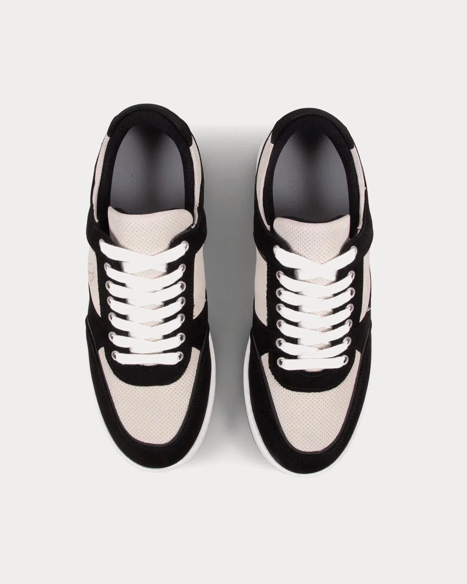 Noirmont Leather & Suede Black Low Top Sneakers