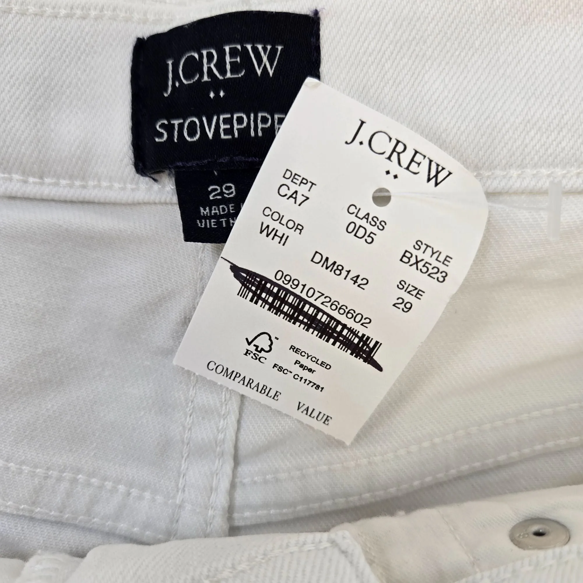 NWT J. Crew Factory Fly High Rise Stovepipe Jeans with Raw Hem Size 29