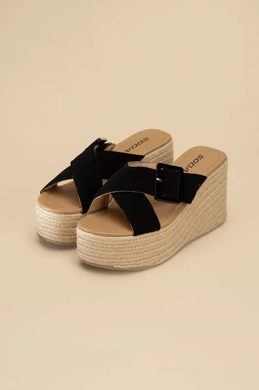 OE: MANTA ESPADRILLE PLATFORM SLIDES