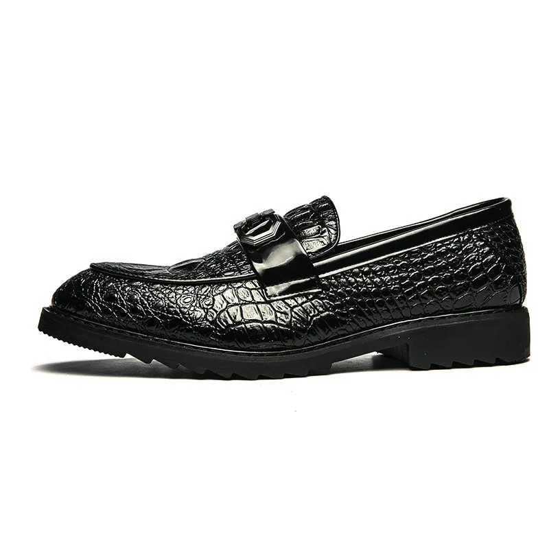 One pedal leather shoes, men's pattern, fashion, bean shoes, British lazy, Korean hair stylist, men's shoes.