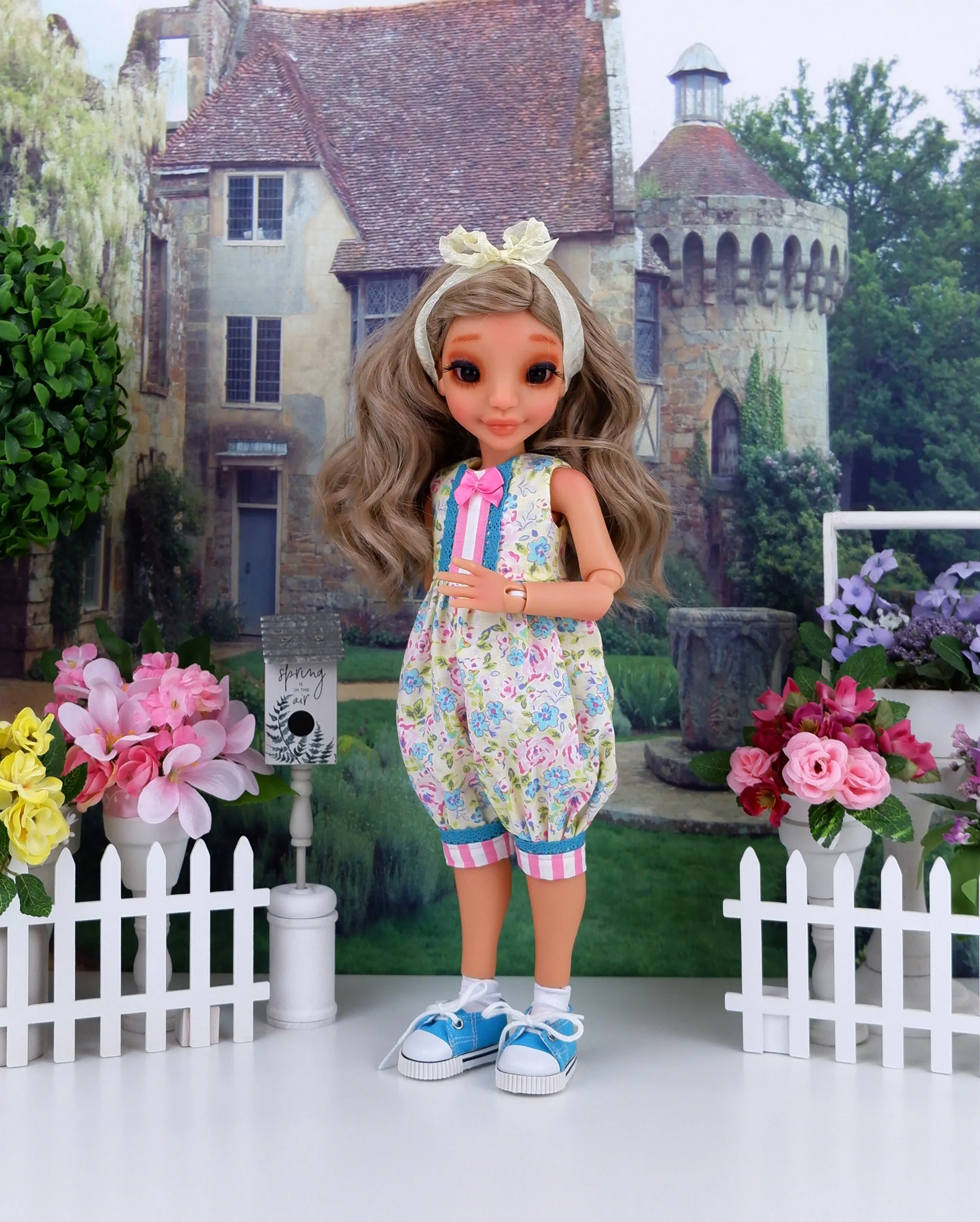 Pastel Spring - romper with tennis shoes for Ava BJD doll