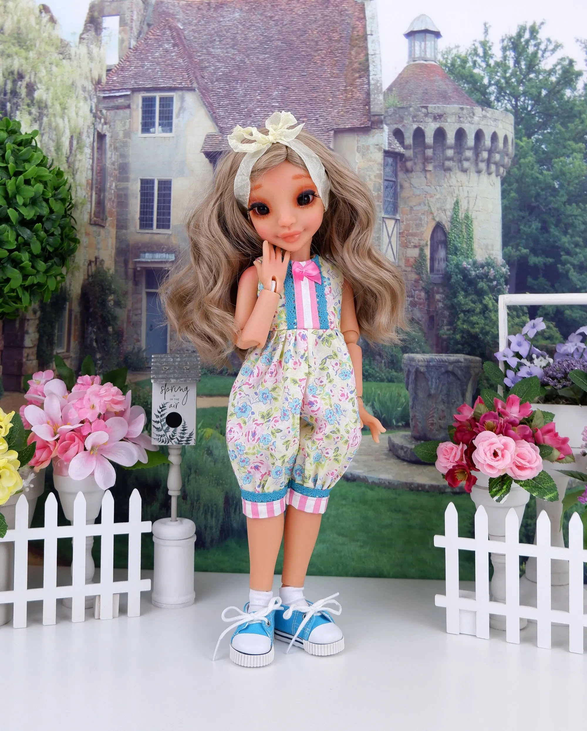 Pastel Spring - romper with tennis shoes for Ava BJD doll