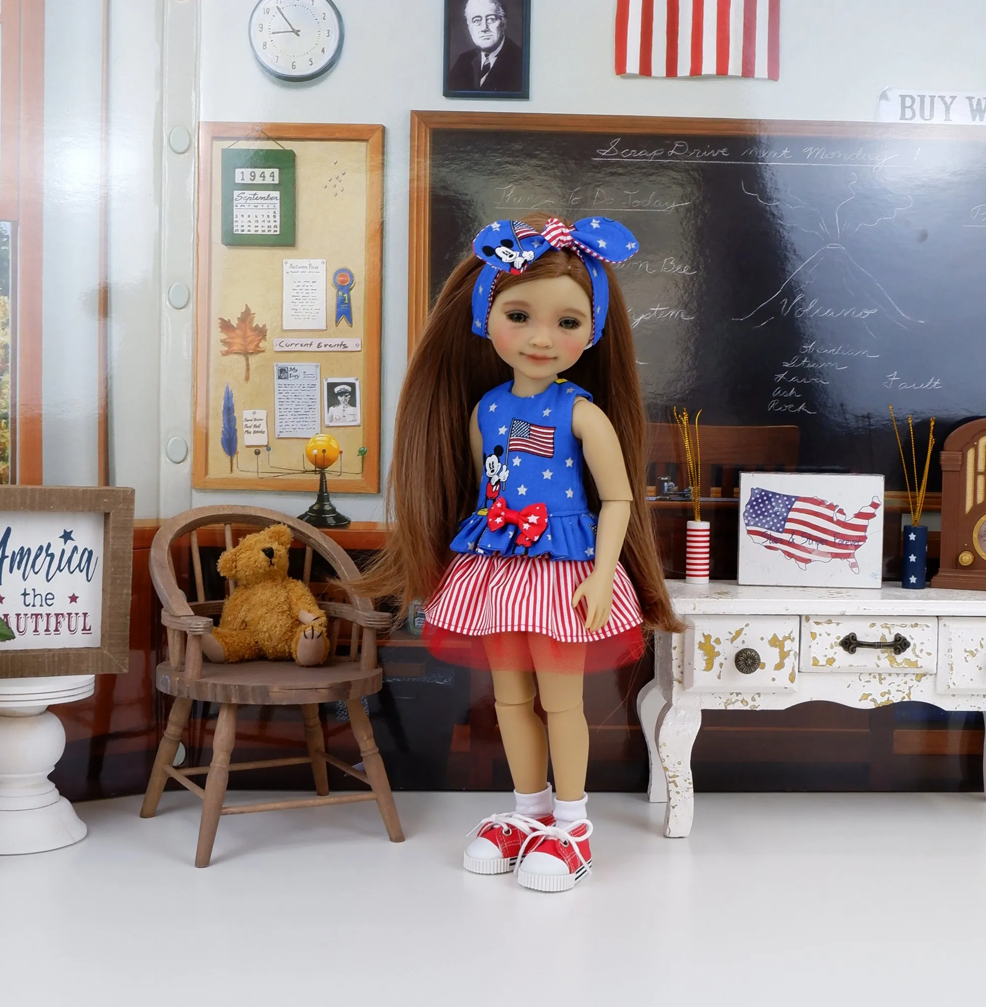 Patriotic Mickey - top & skirt with shoes for Ruby Red Fashion Friends doll