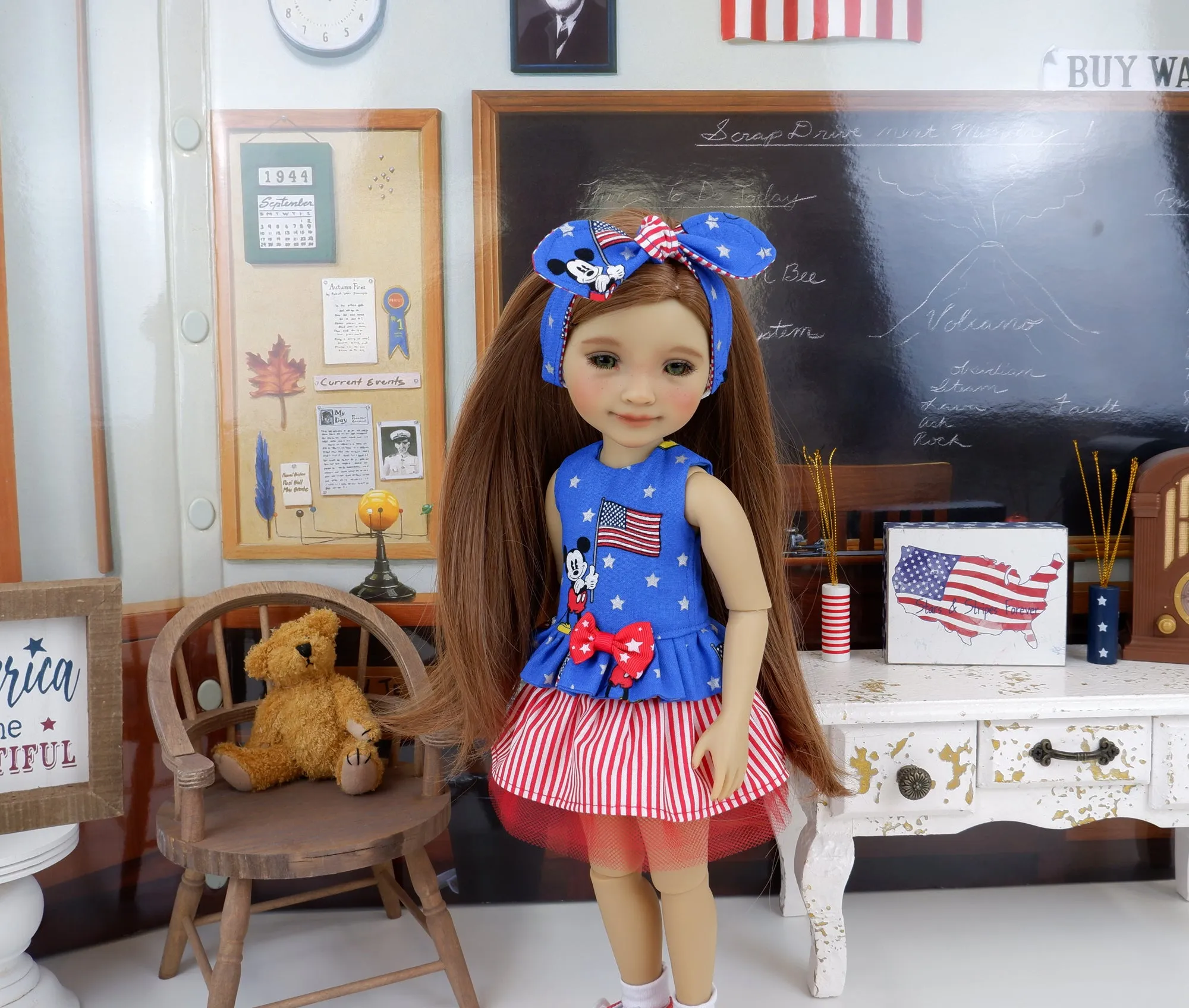 Patriotic Mickey - top & skirt with shoes for Ruby Red Fashion Friends doll