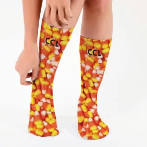 Personalized Candy Corn Halloween Tube Socks