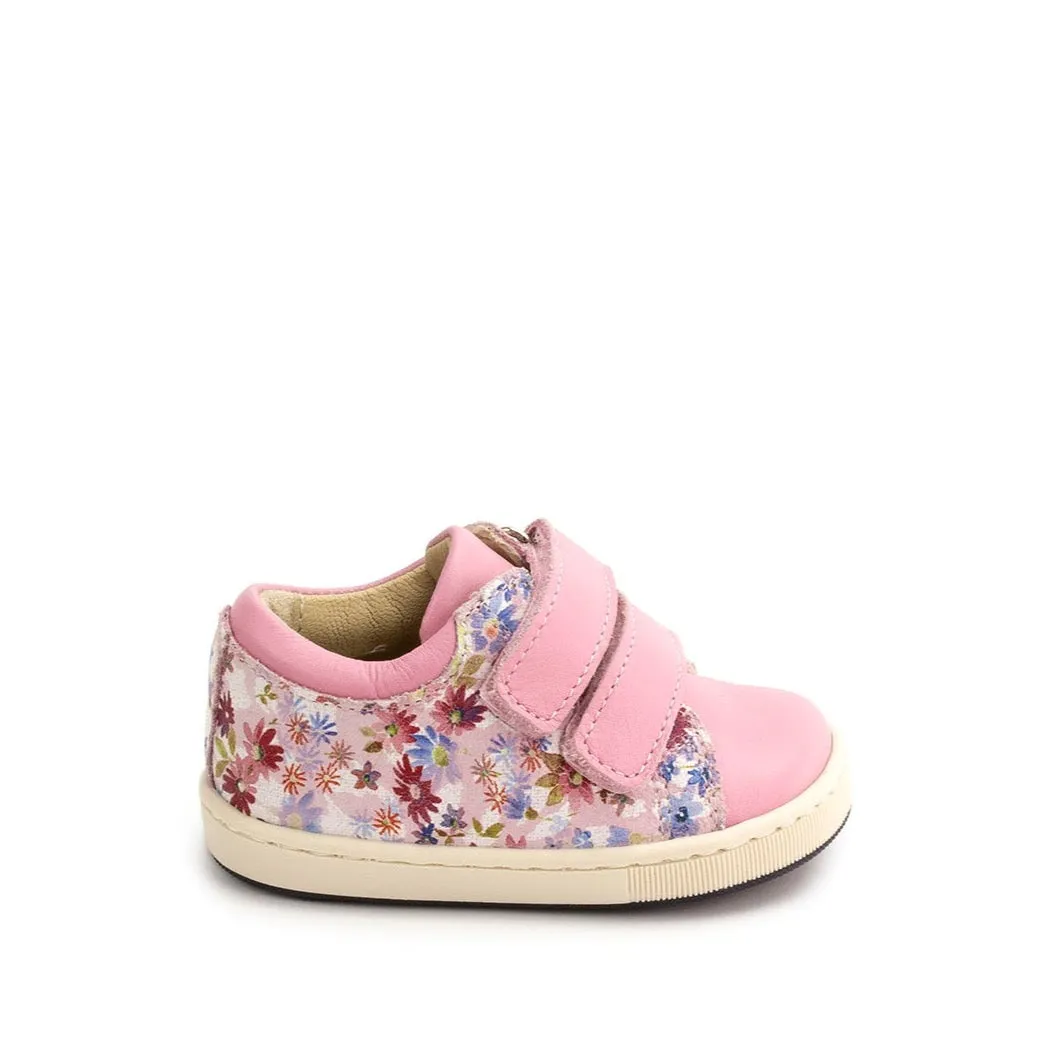 Petasil Todd 2 20929 Girls Baby Pink Flowers Leather Touch Fastening Shoes