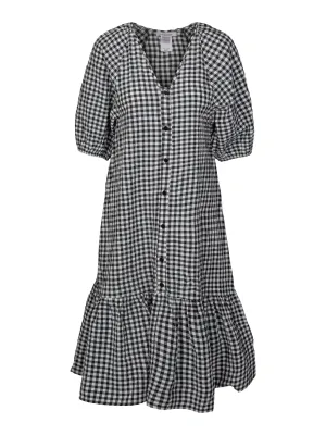 Phoebe Button Dress - Anthracite/White