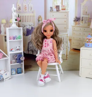 Pink Teddy - romper with tennis shoes for Ava BJD doll