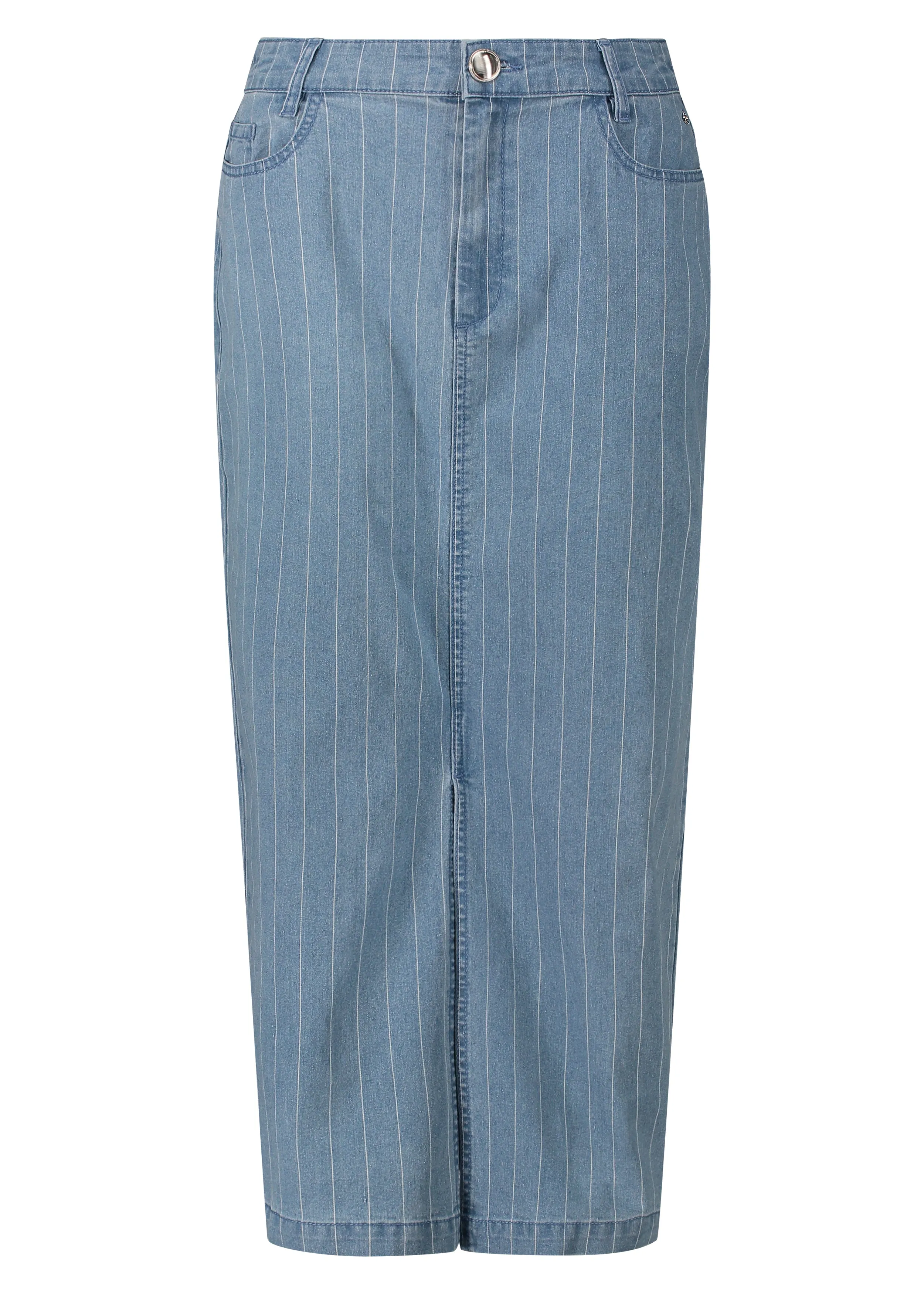 Pinstripe Denim Maxi Skirt - Blue Denim
