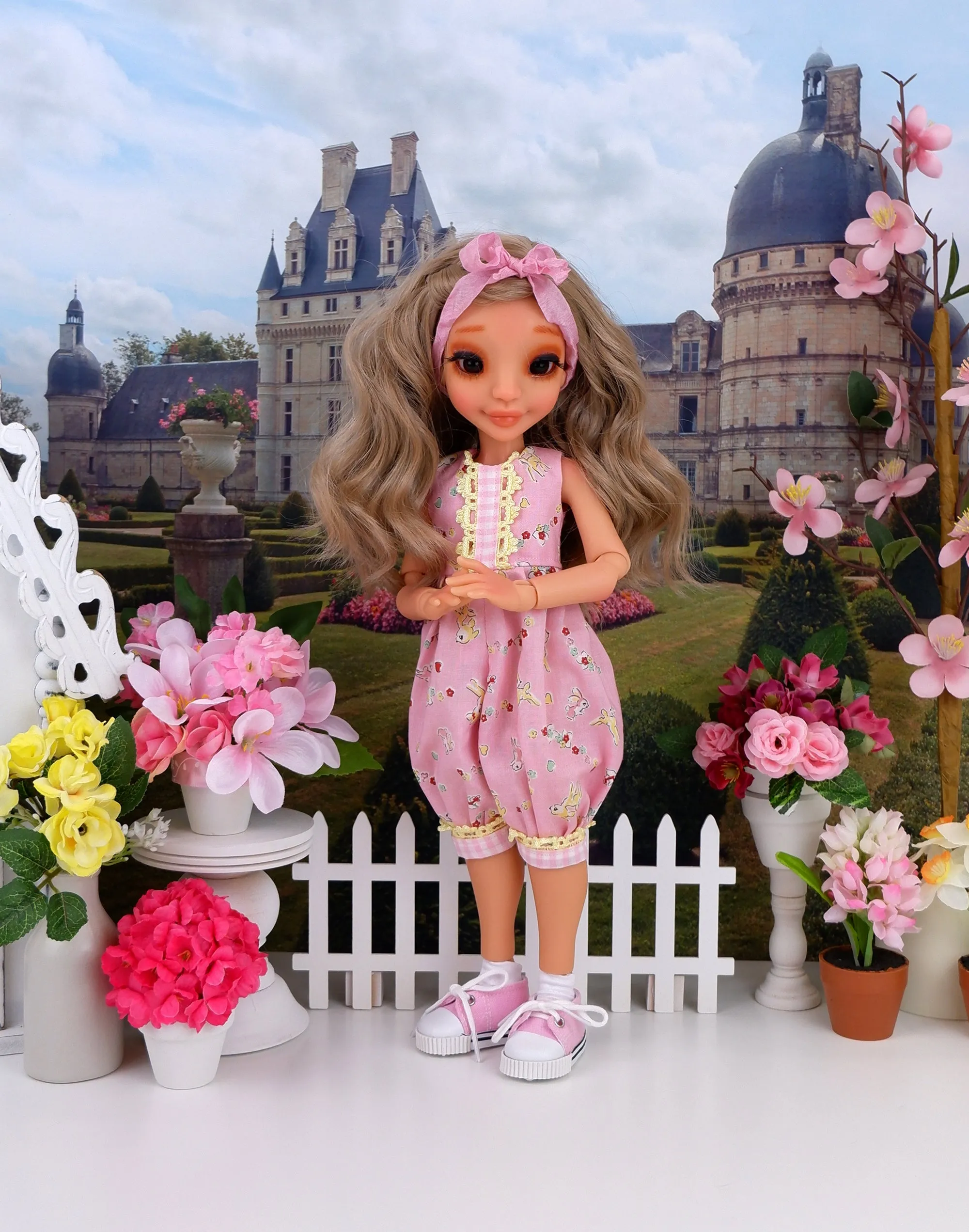 Playful Spring - romper with tennis shoes for Ava BJD doll