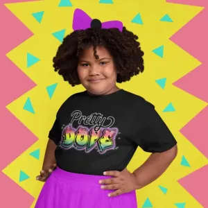 Pretty Dope Girls Tshirt, Rainbow Colors, Fresh Prince Text, Sizes XS - XL