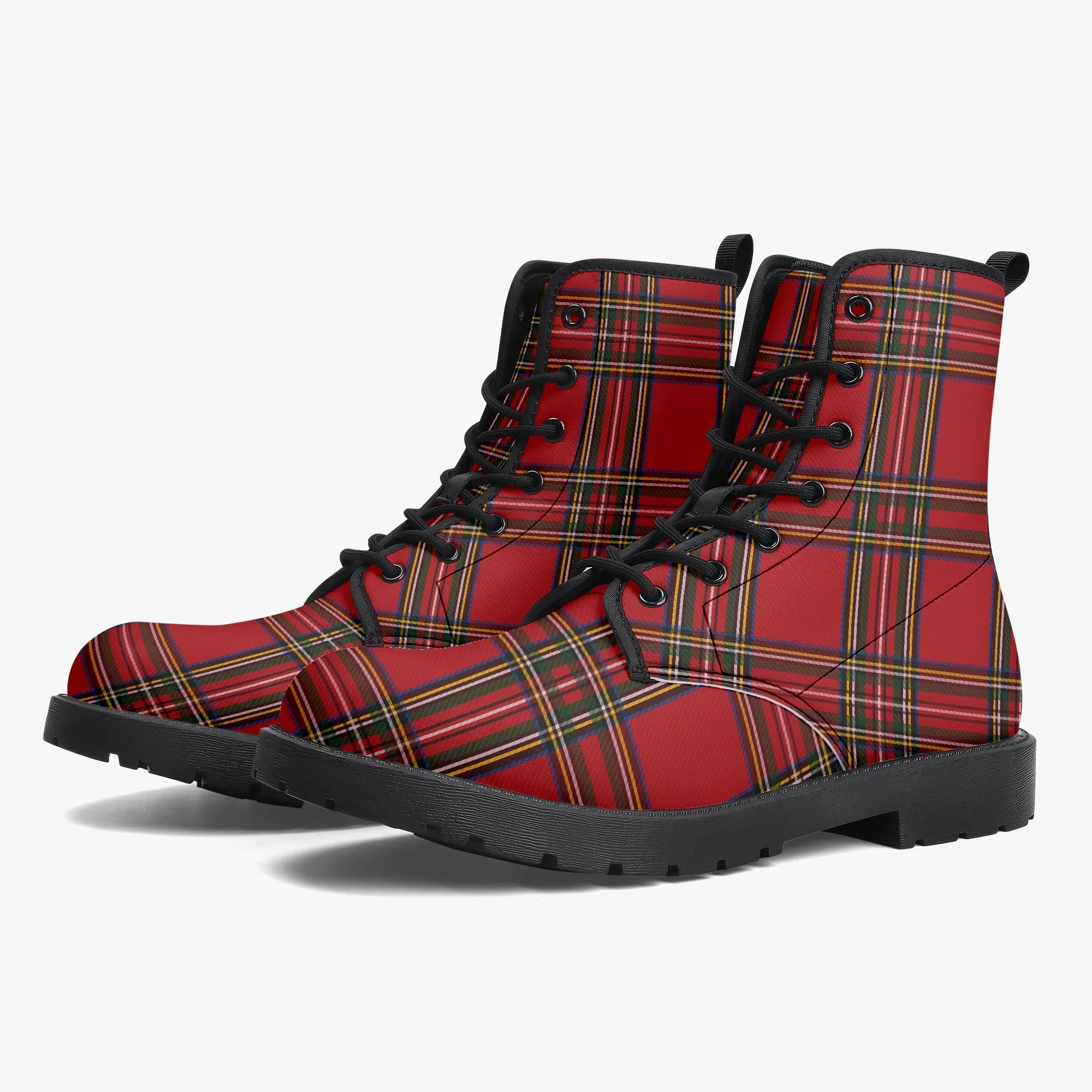 Red Tartan Combat Boots - Royal Stewart Tartan Boots (JPRTAR)