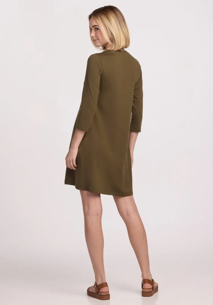 Rissa A Line Dress - Olive Leaf