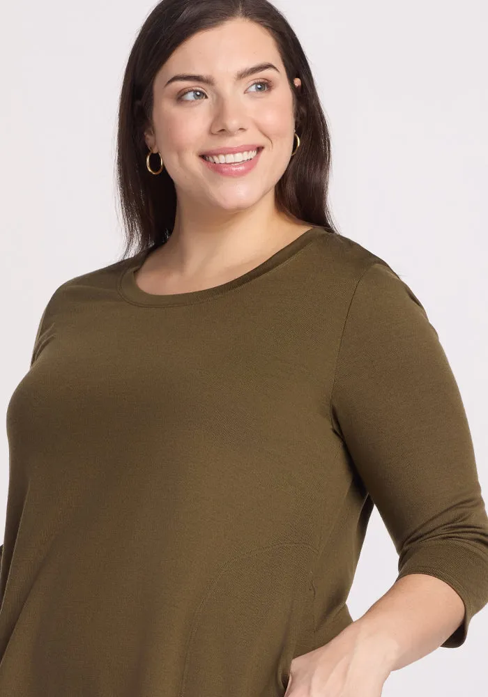 Rissa A Line Dress - Olive Leaf