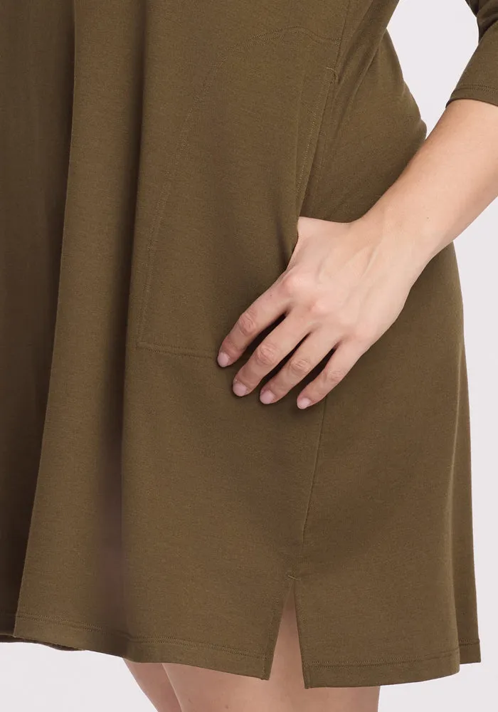 Rissa A Line Dress - Olive Leaf