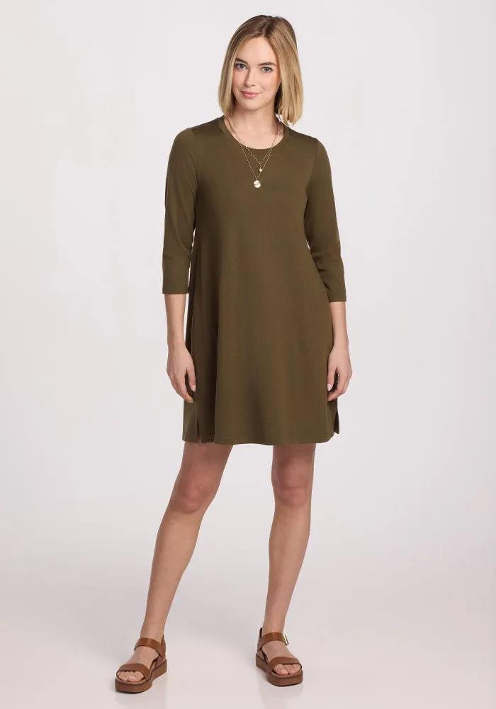 Rissa A Line Dress - Olive Leaf