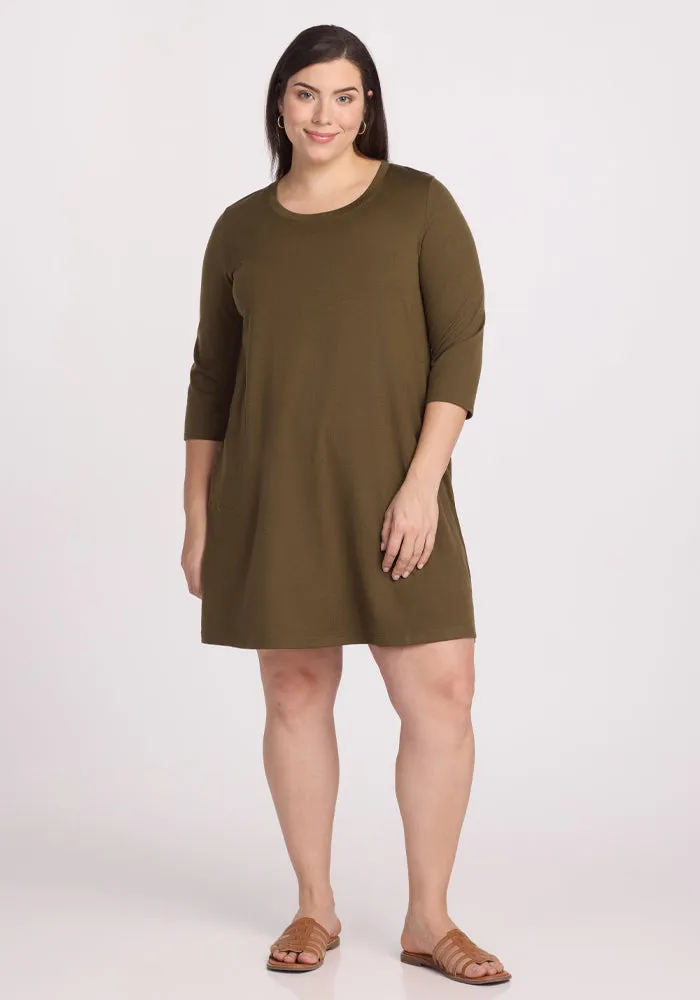 Rissa A Line Dress - Olive Leaf