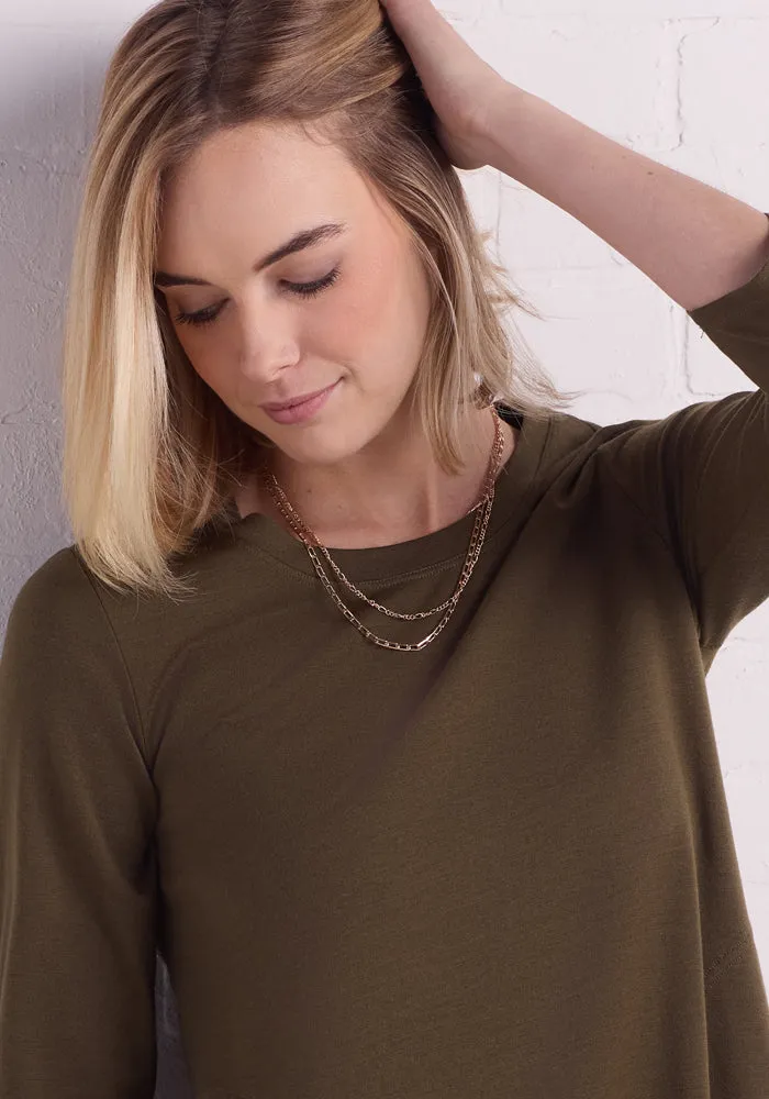 Rissa A Line Dress - Olive Leaf