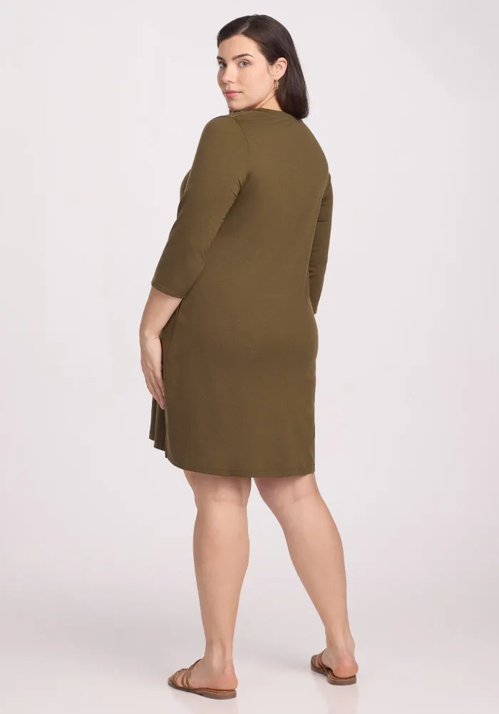 Rissa A Line Dress - Olive Leaf