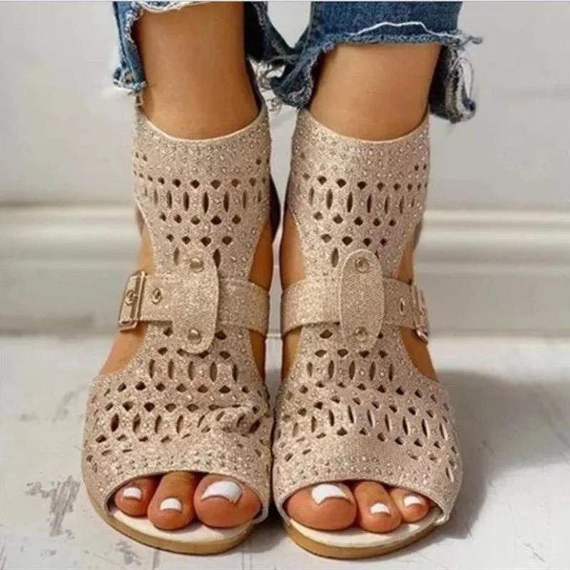Rivet Embellished Flat Sandals - Women's Footwear