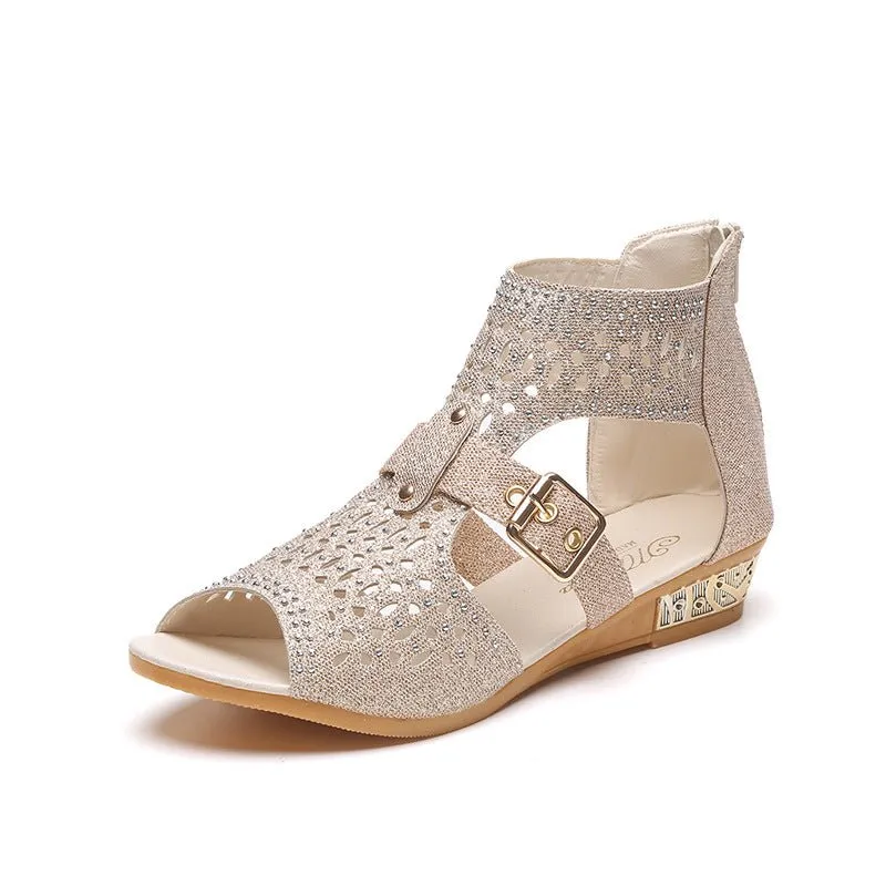 Rivet Embellished Flat Sandals - Women's Footwear