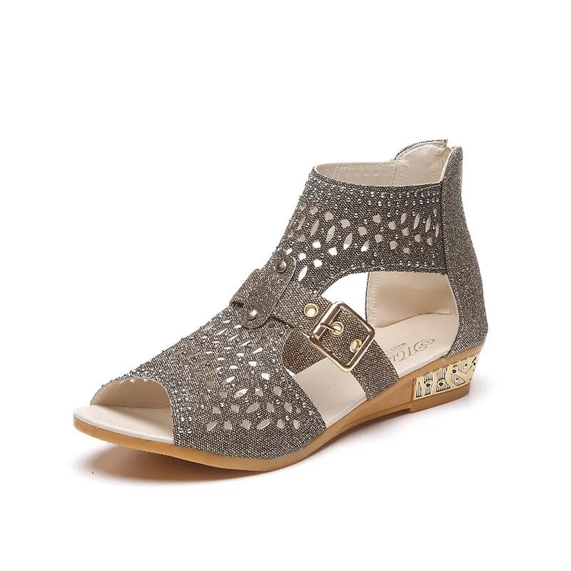 Rivet Embellished Flat Sandals - Women's Footwear