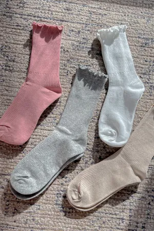 Ruffled Solid Long Socks