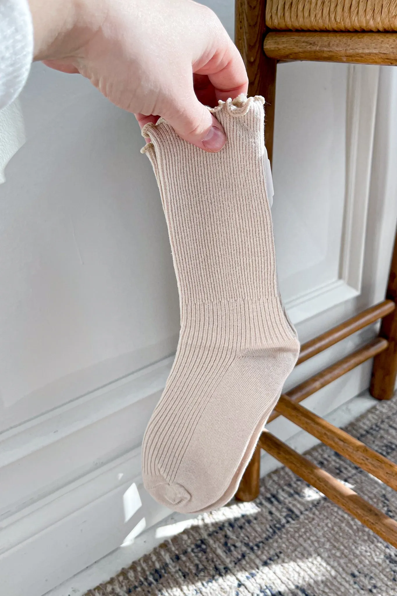 Ruffled Solid Long Socks