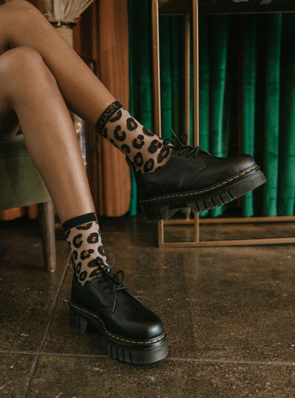 Sheer Leopard Print Socks