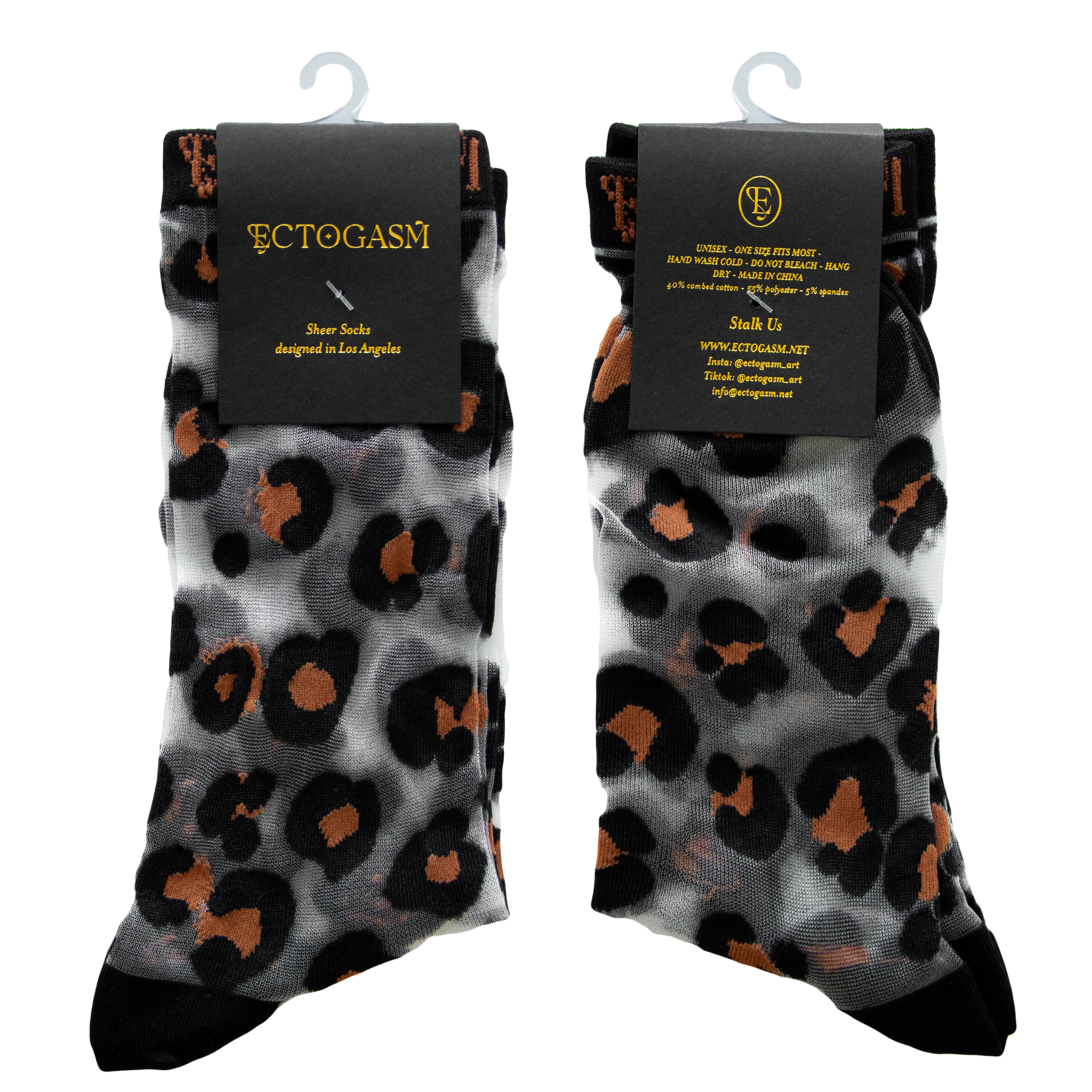 Sheer Leopard Print Socks