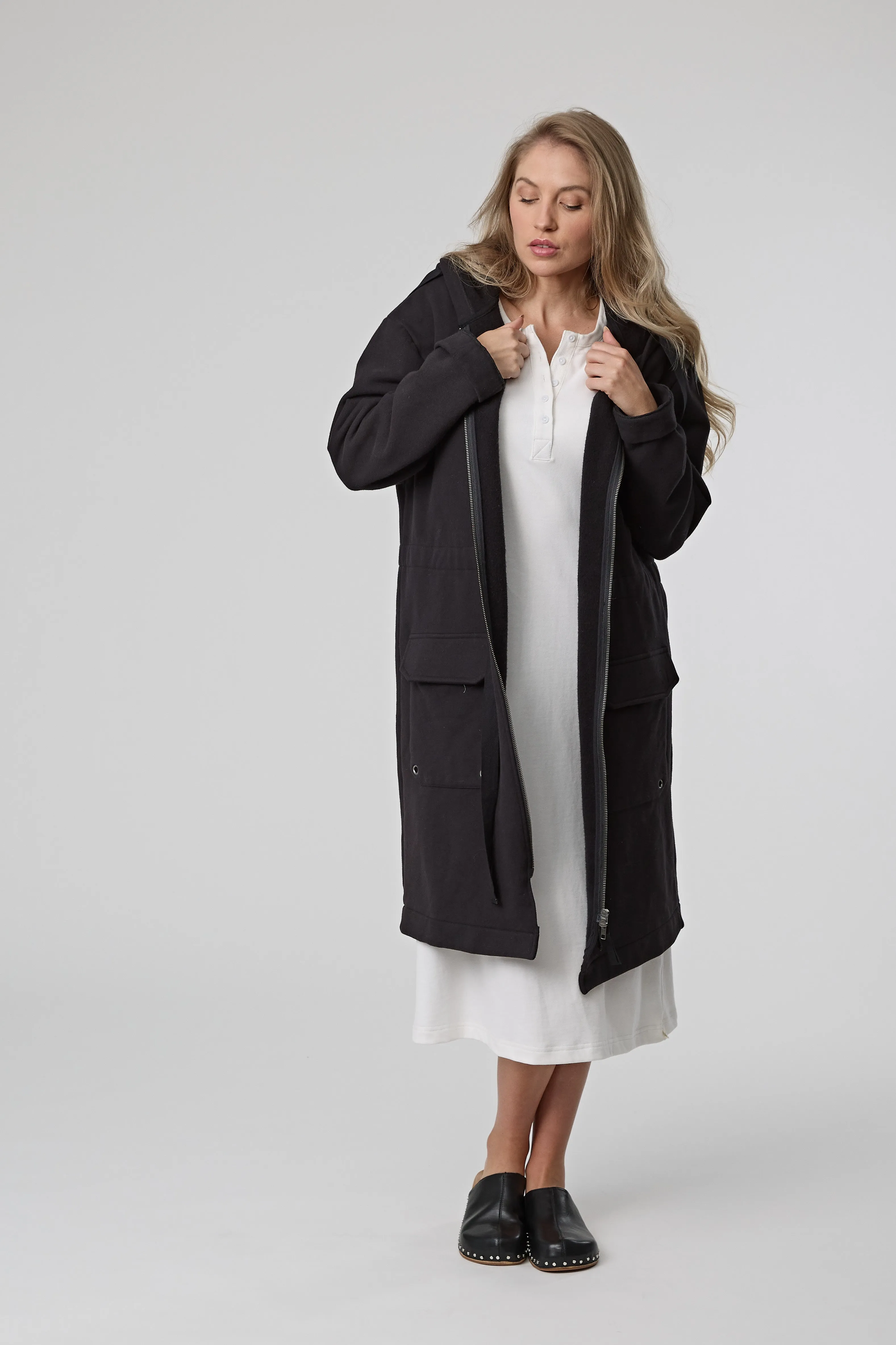 Short Sleeve Muse Henley Dress - Cloud