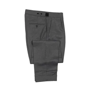 Side-tab trouser in mid grey wool flannel