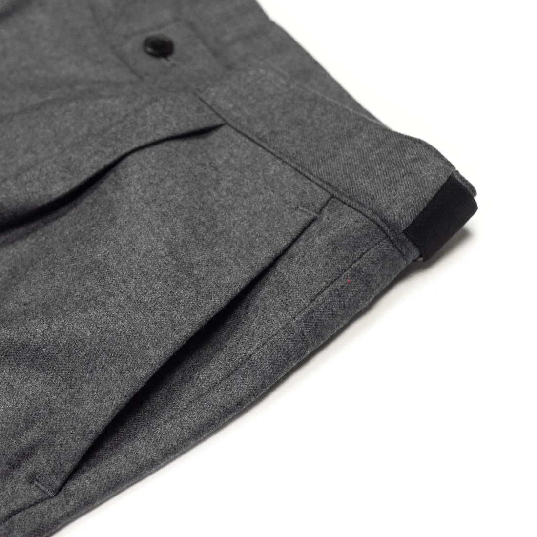 Side-tab trouser in mid grey wool flannel
