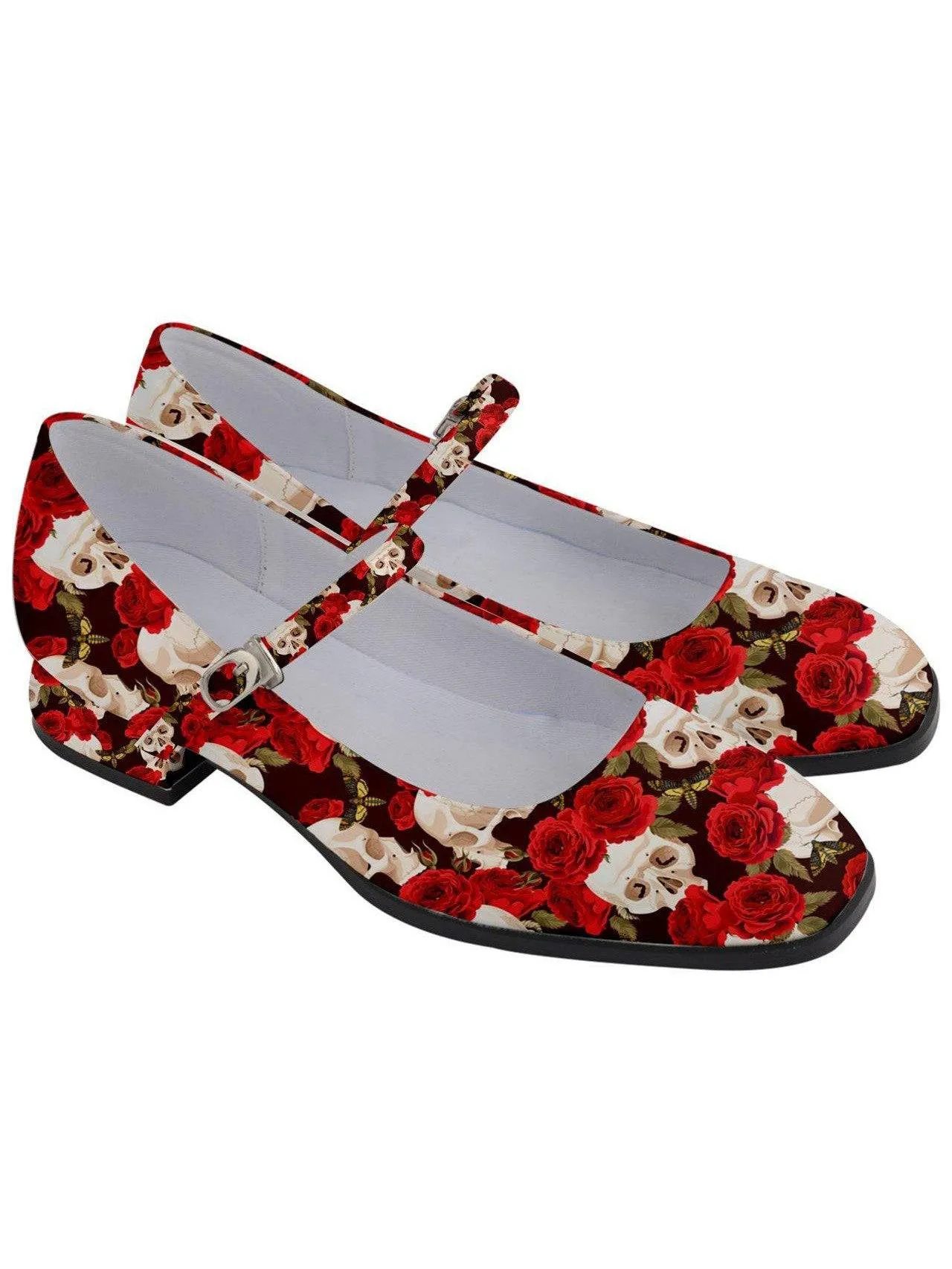 SKULLS AND ROSES Women's Mary Jane Shoes