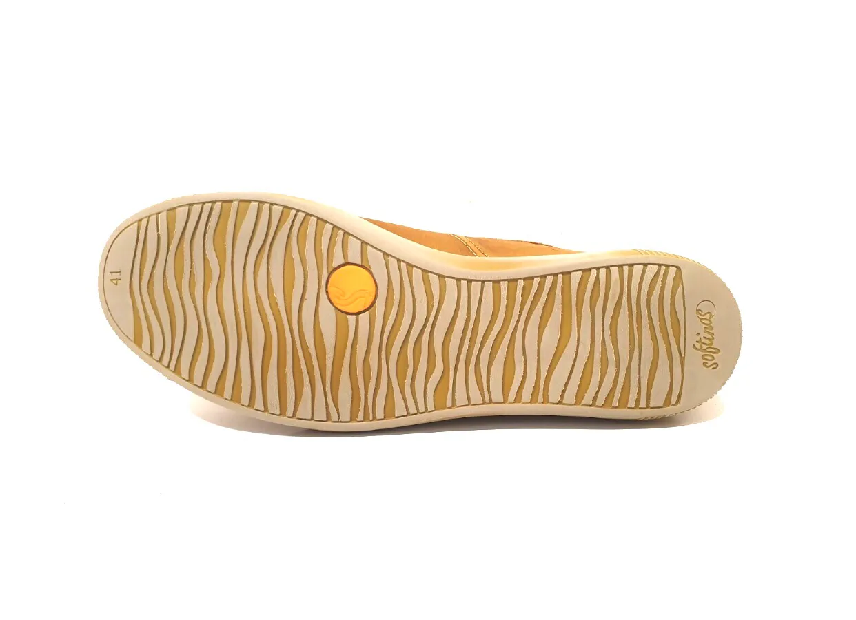 Softinos Tom Washed Ochre Yellow Leather Lace Up 6 Eyelet Shoe Made In Portugal