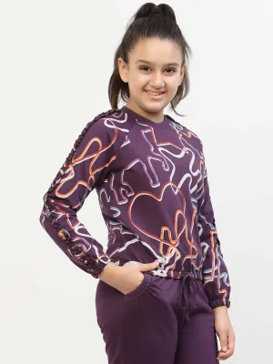 Spunkies Zig-Zag Printed Organic Cotton Sweatshirt Voilet