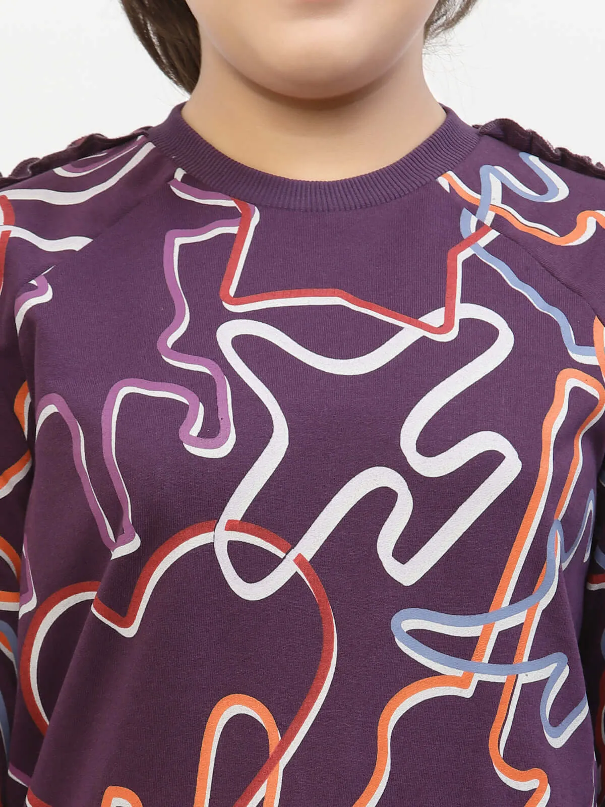 Spunkies Zig-Zag Printed Organic Cotton Sweatshirt Voilet