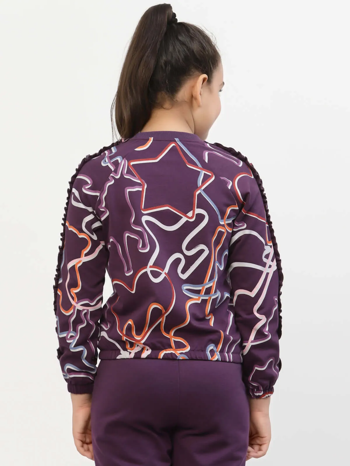 Spunkies Zig-Zag Printed Organic Cotton Sweatshirt Voilet