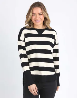 Striped Delilah Crew - Black/Vintage White Stripe