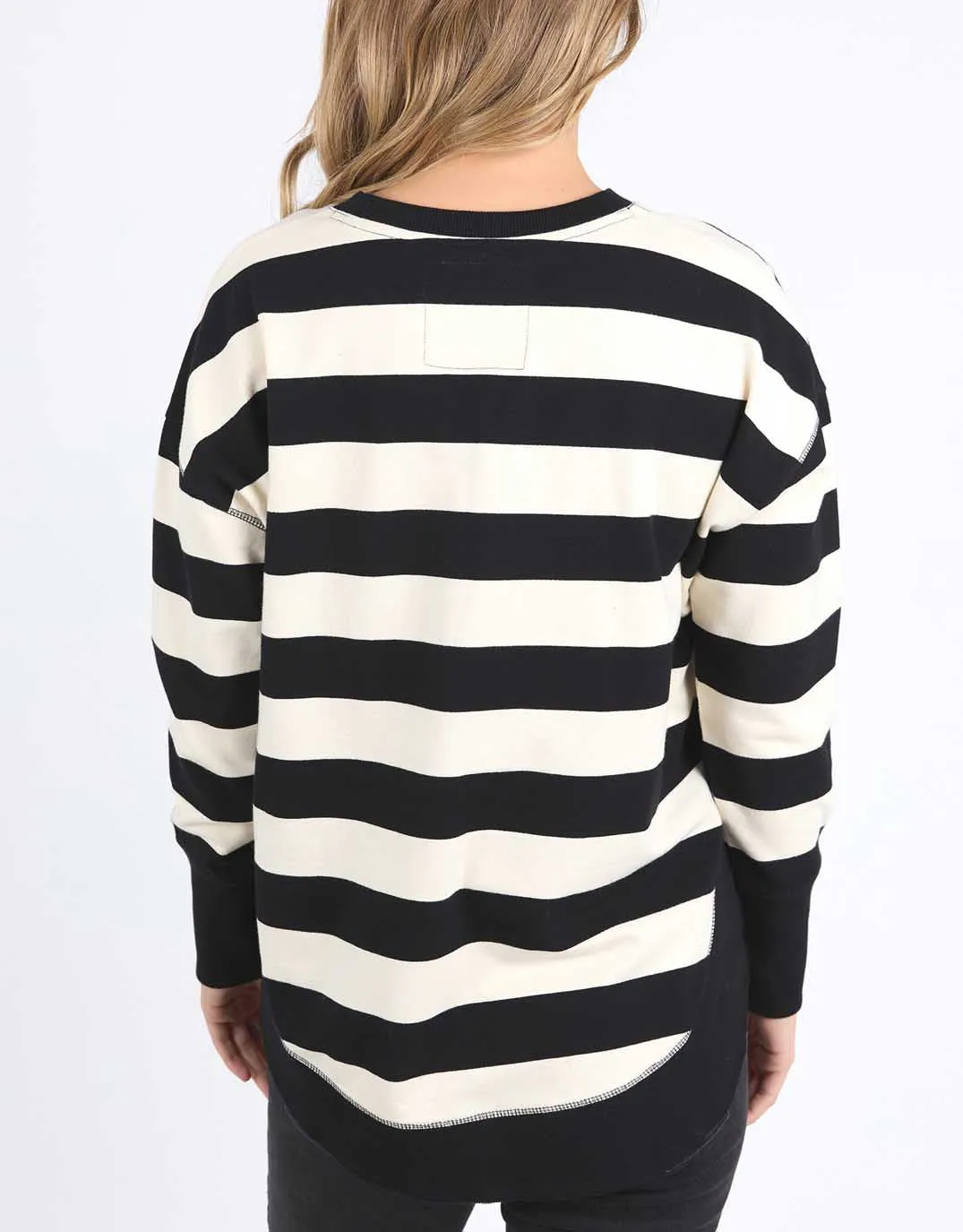 Striped Delilah Crew - Black/Vintage White Stripe