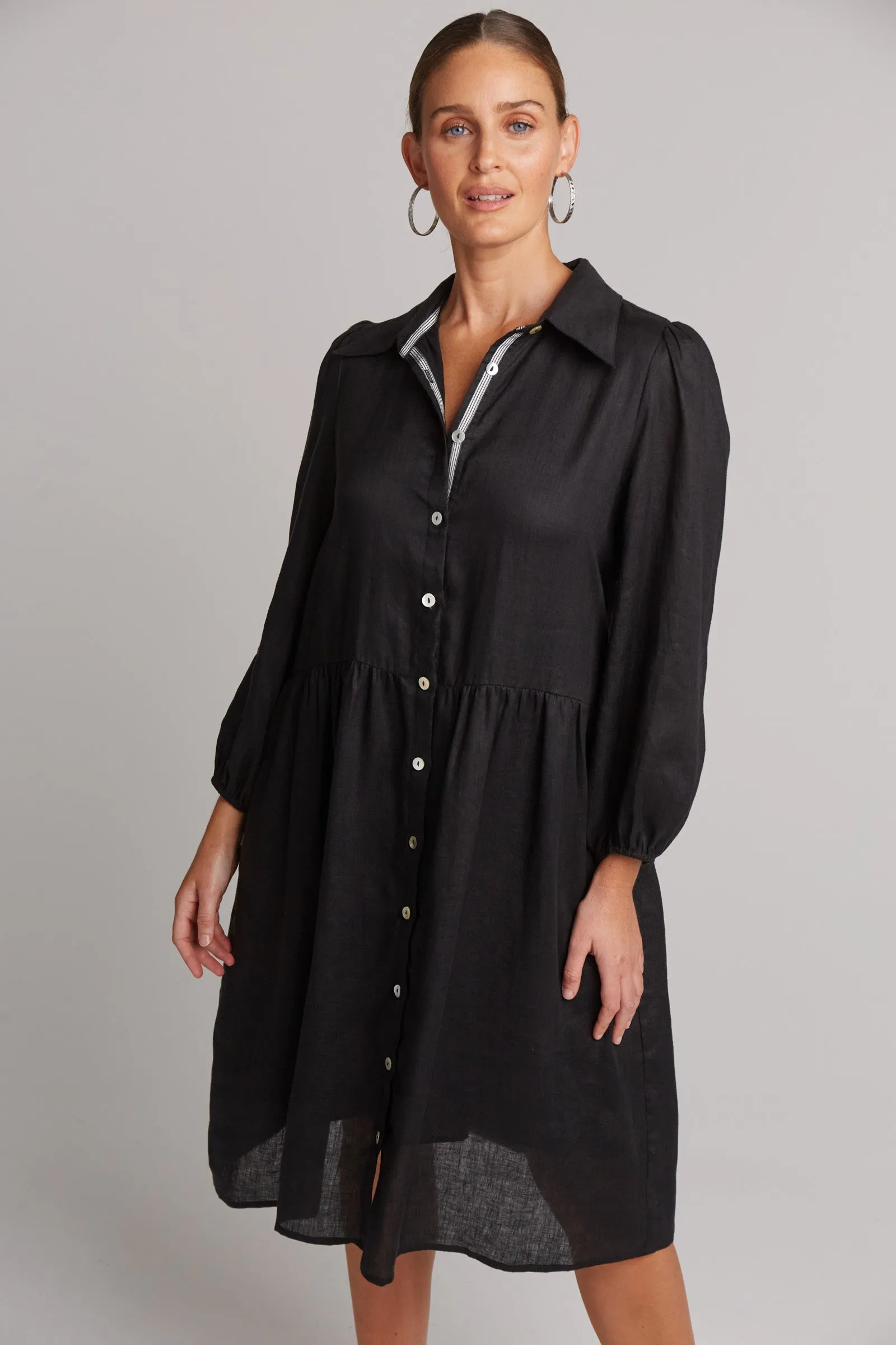 STUDIO MIDI SHIRT DRESS EBONY