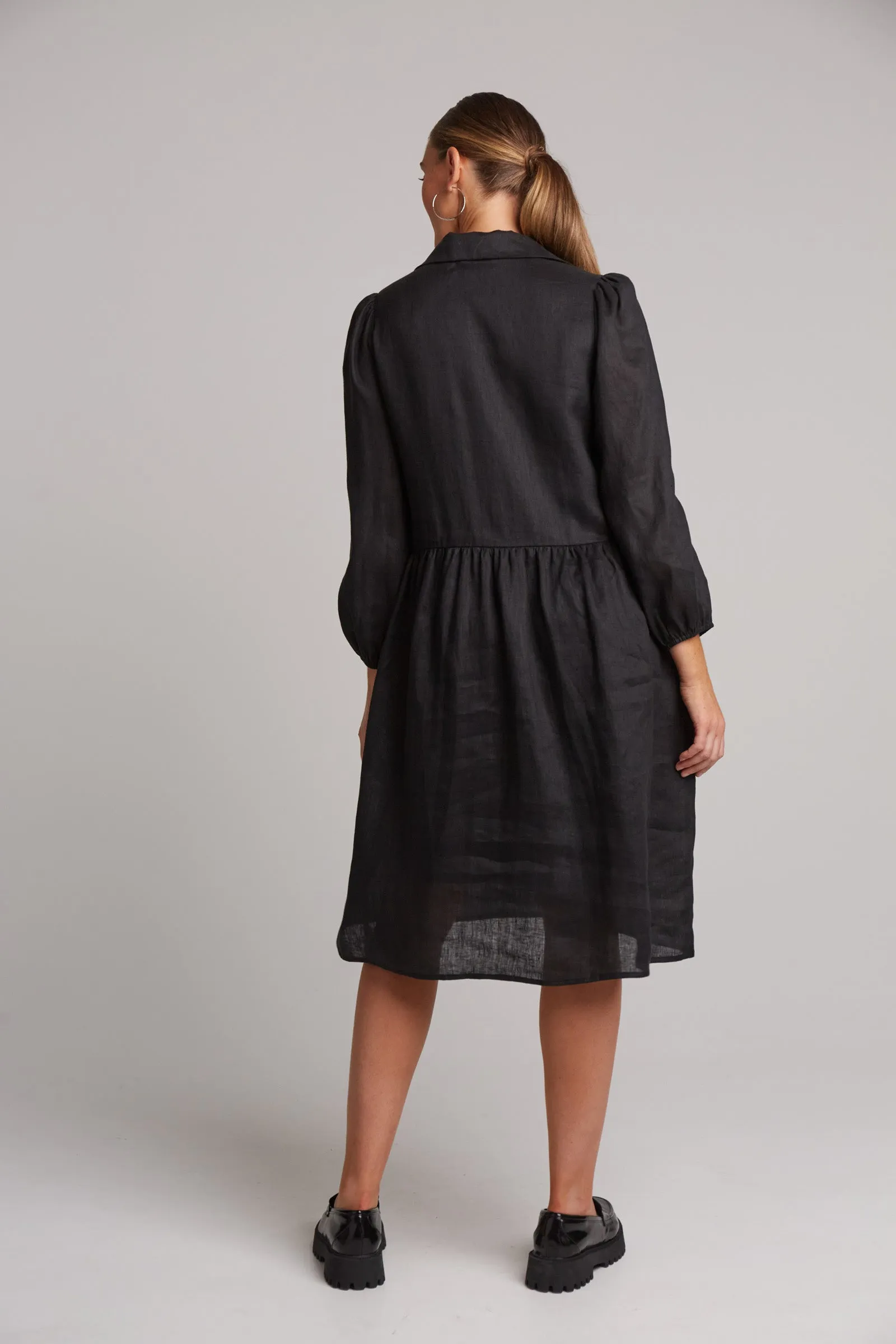 STUDIO MIDI SHIRT DRESS EBONY