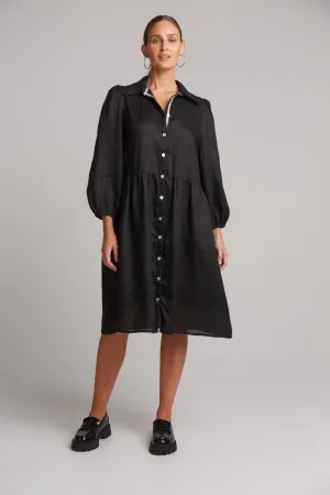 STUDIO MIDI SHIRT DRESS EBONY