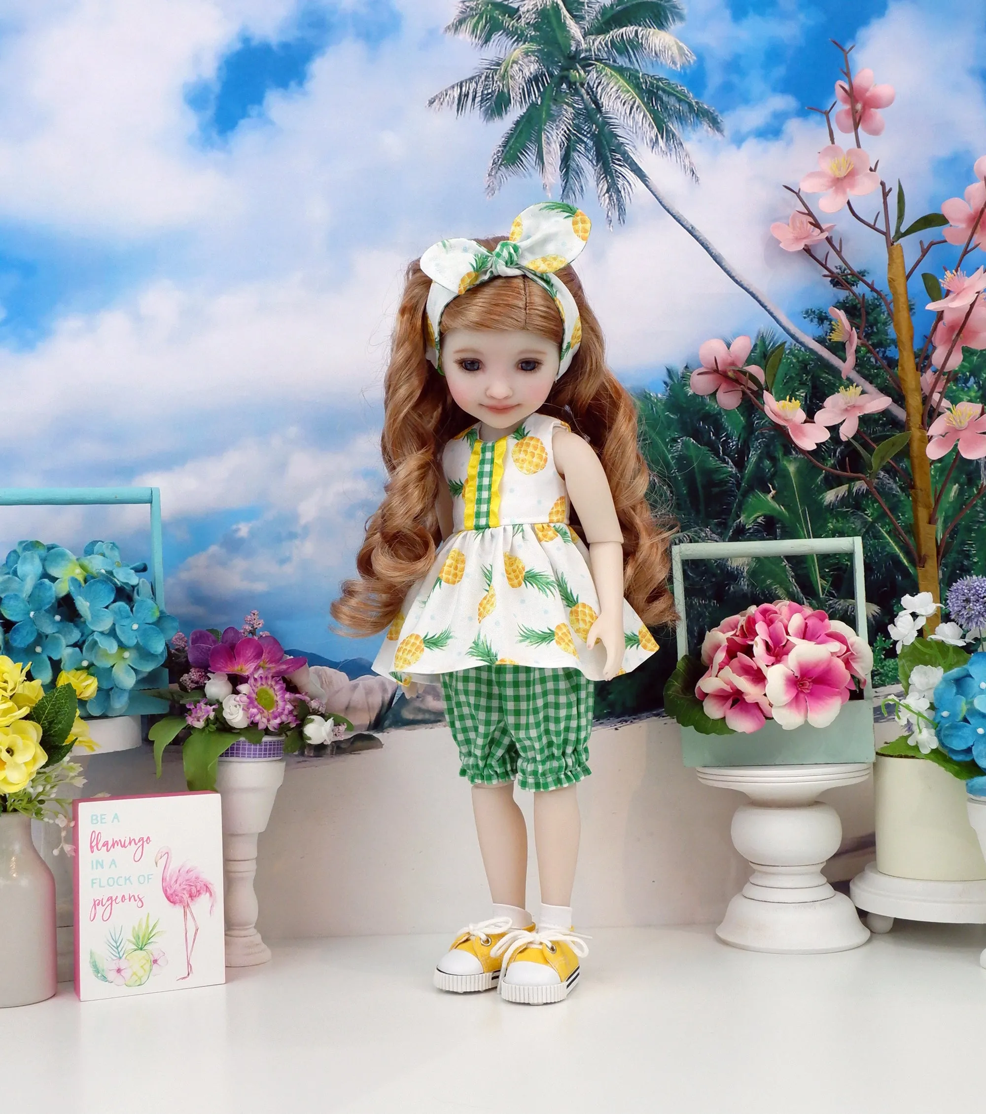 Sweet Pineapple - top & bloomers with shoes for Ruby Red Fashion Friends doll