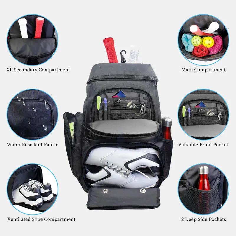 Tennis Bag Functional Sports Backpack with Shoe Compartment