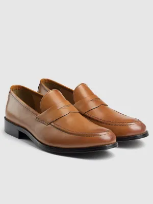 Textured Tan Formal Loafers